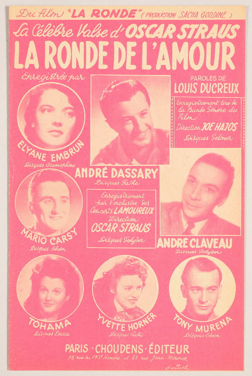 Louis Ducreux ; Oscar Straus ; Choudens chanson petit format 1950 1966.159.8 Photo