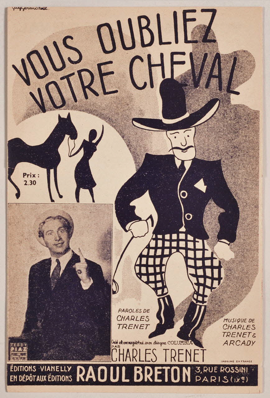 Arcady ; Charles Trénet ; Raoul Breton chanson petit format Paris 9ème 1938 1966.160.9 Photo
