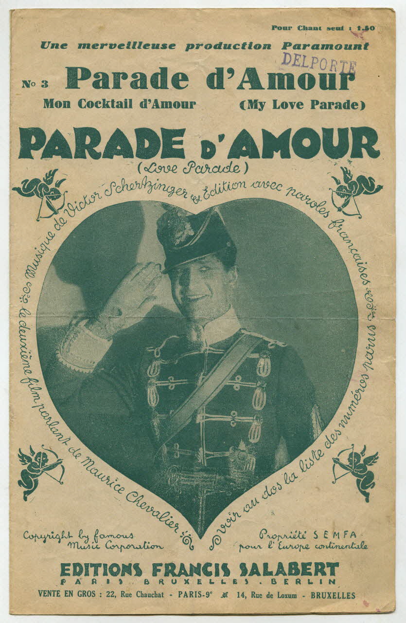 Victor Schertzinger ; Jacques Battaille-Henri ; Maurice Chevalier ; Francis F. Salabert chanson petit format Île-de-France, France 1930 1966.162.17 Photo