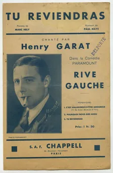 Paul Mayé ; Marc Hély ; Henri Garat ; Chappell; chanson petit format 1931 1966.162.19  Photo