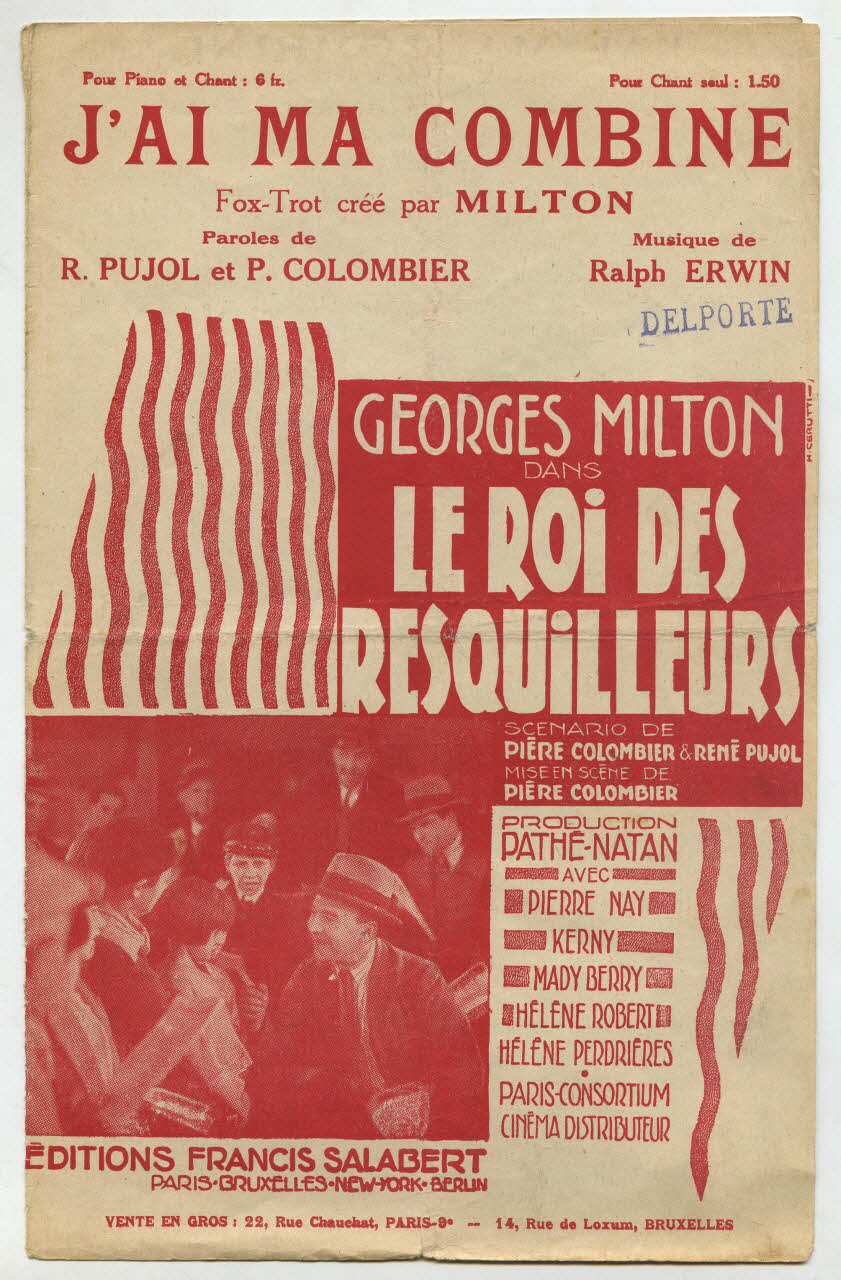 Pierre Colombier ; René Pujol ; Ralph Erwin ; Georges Milton ; Francis F. Salabert chanson petit format 1930 1966.162.23 Photo