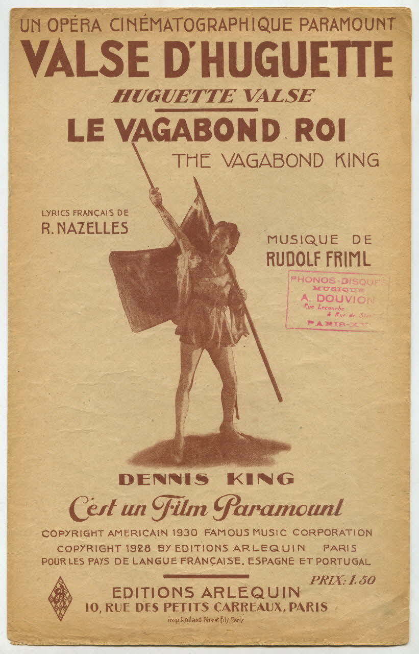René Nazelles ; Rudolf Friml ; Arlequin édition; chanson petit format Île-de-France, France 1928 1966.179.7 Photo