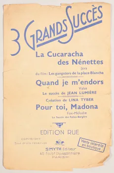 Gaston Claret ; Pierre Vidier ; Henri Poussigue ; Georges Schmitt ; Marc Cab ; Pierre Neuville ; Jean Lumière ; Lina Tyber ; Smyth chanson petit format Paris 10ème 1934 1966.181.3  Photo