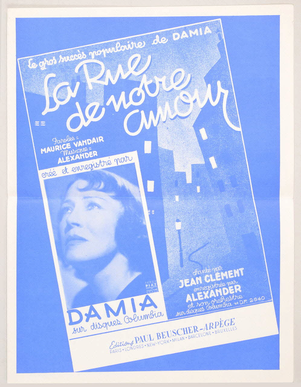 Maurice Vandair ; Maurice Alexander ; Damia ; Jean Clément ; Maître Alexander ; Paul Beuscher chanson petit format 1940 1966.184.10 Photo