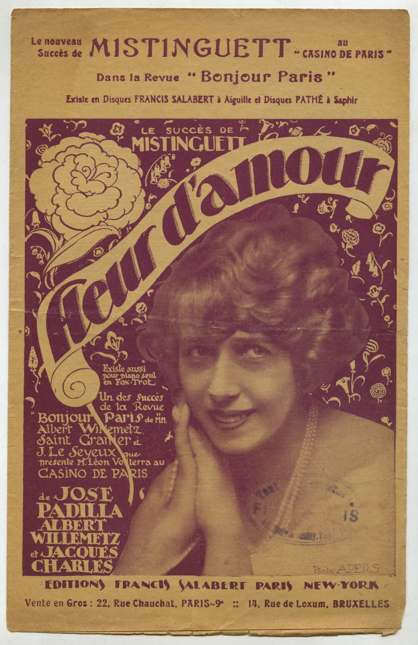 Albert Willemetz ; José Padilla ; Jacques Charles ; Mistinguett ; Francis F. Salabert chanson petit format Île-de-France, France 1924 1966.187.19 Photo