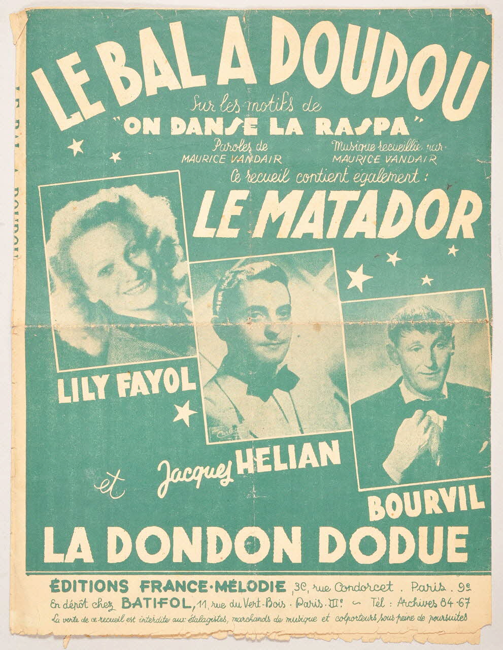 Ross Mac Lean ; Jean Sareil ; Arthur Richardson ; Joao de Barro ; Johnnie Camacho ; Maurice Vandair ; Alberto Ribeiro ; France-Mélodie chanson petit format Île-de-France, France 1949 1966.189.138 Photo