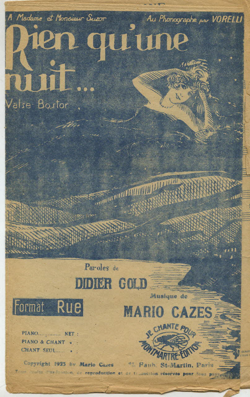 Didier Gold ; Mario Cazes ; Montmartre Edition chanson petit format Île-de-France, France 1925 1966.189.17 Photo