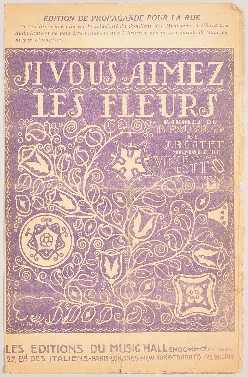 Fernand Rouvray ; Vincent Scotto ; J. Bertet ; Editions Du Music Hall; ; Enoch & Cie chanson petit format Île-de-France, France 1923 1966.189.37 Photo