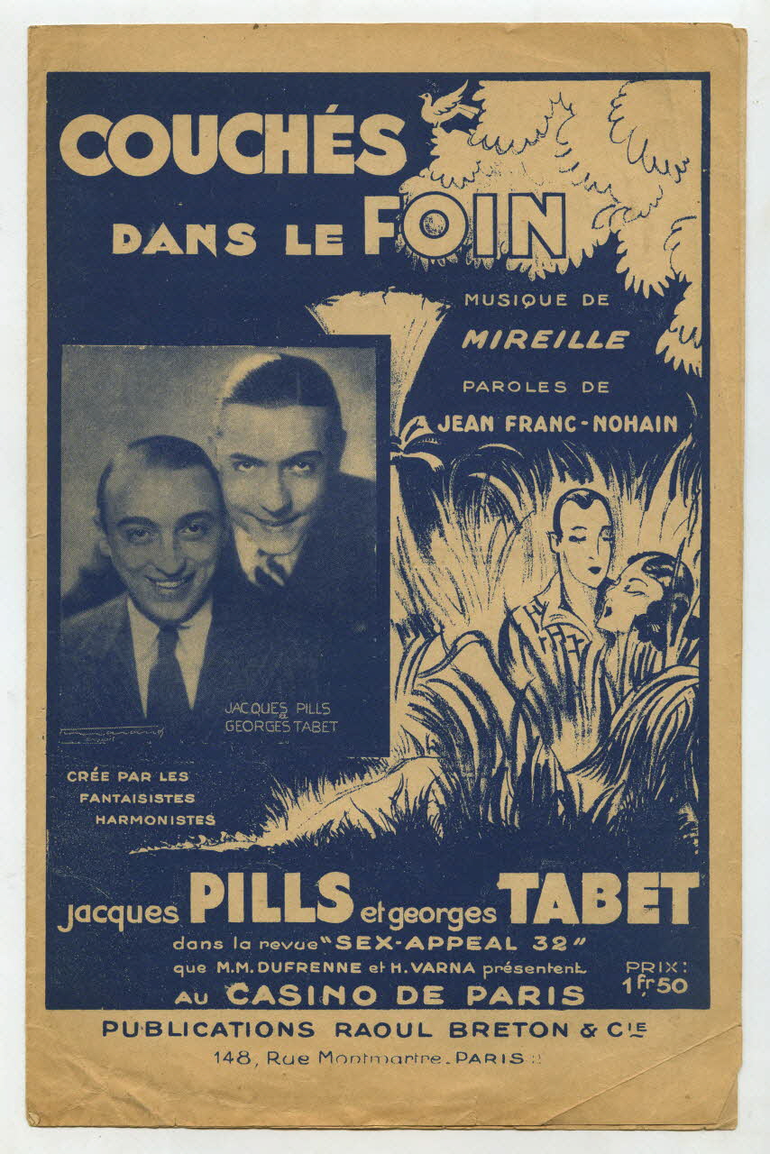 Jean Franc-Nohain ; Mireille ; Jacques Pills ; Georges Tabet ; Laroche, (S.A.); ; Raoul Breton chanson petit format Île-de-France, France 1933 1966.190.131 Photo