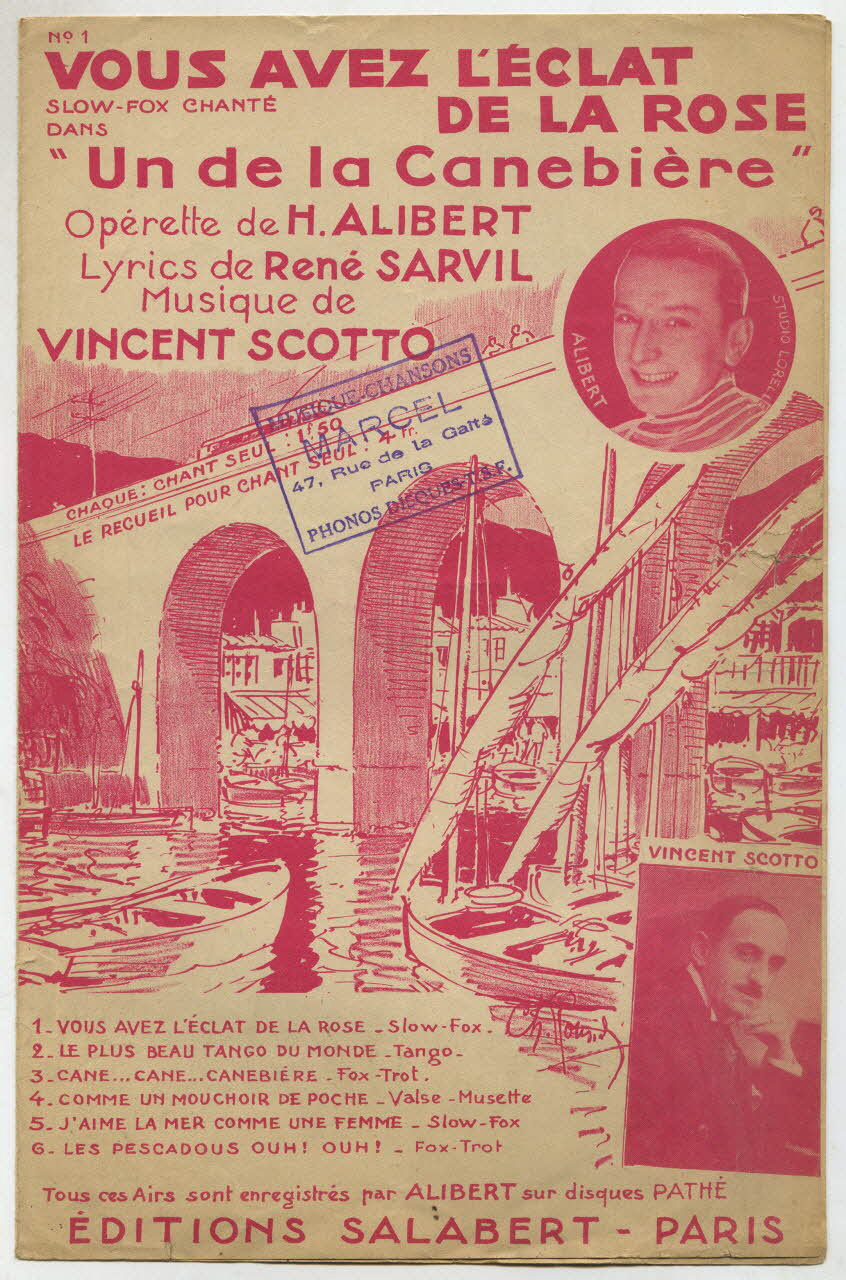 René Sarvil ; Vincent Scotto ; Henri Alibert ; Francis F. Salabert chanson petit format Île-de-France, France 1935 1966.192.21 Photo