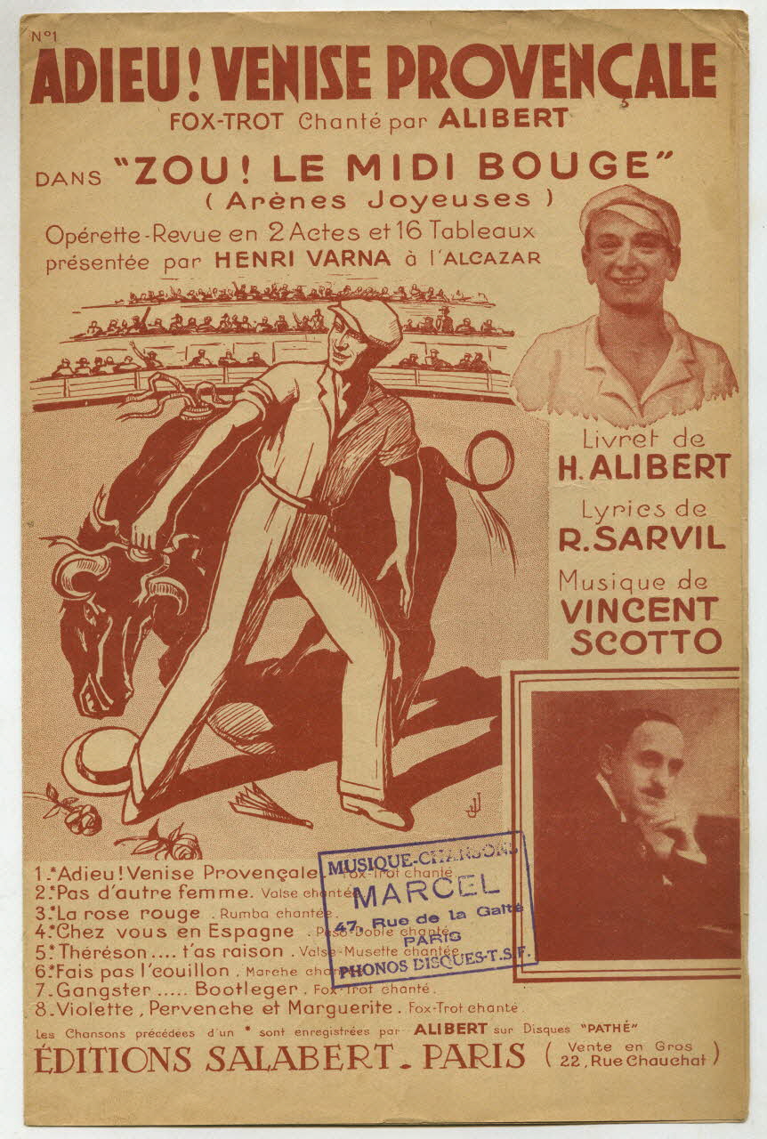 René Sarvil ; Henri Alibert ; Vincent Scotto ; Francis F. Salabert chanson petit format Île-de-France, France 1934 1966.192.24 Photo
