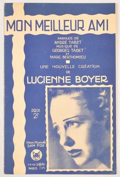 Georges Tabet ; André Tabet ; M. Berthomieu ; Lucienne Boyer ; Editions Musicales Sam-Fox; chanson petit format 1937 1966.204.14  Photo