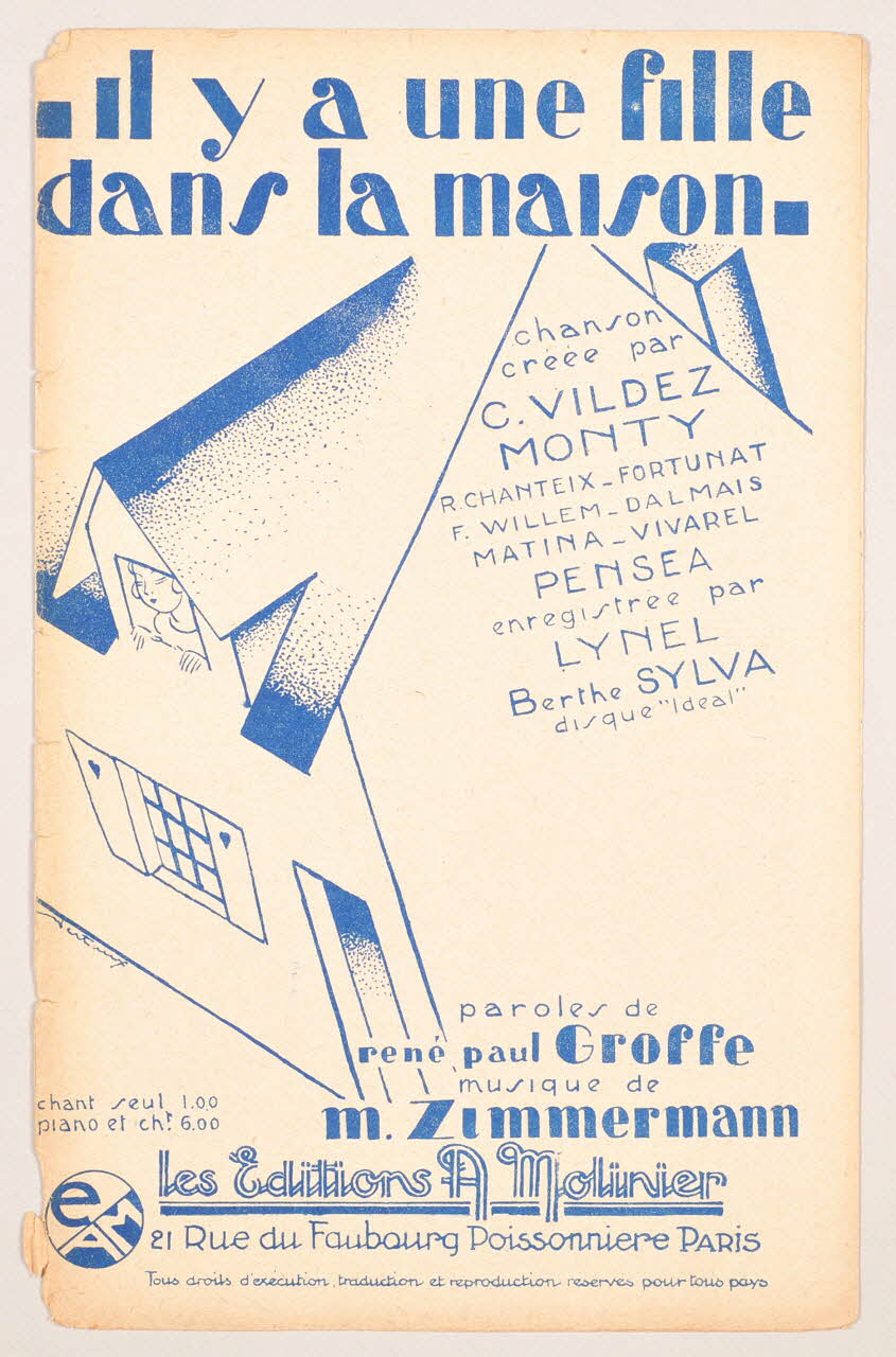 M. Zimmermann ; René Paul Groffe ; Carmen Vildez ; Berthe Sylva ; A. Molinier chanson petit format 1928 1966.208.24 Photo