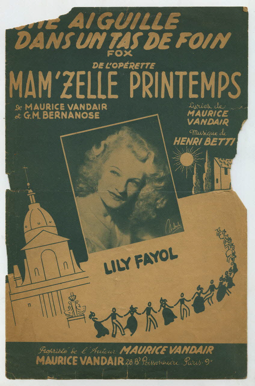 Henri Betti ; Maurice Vandair ; Georges-Marie Bernanose ; Lily Fayol ; La Lyre; chanson petit format 1947 1966.209.1 Photo