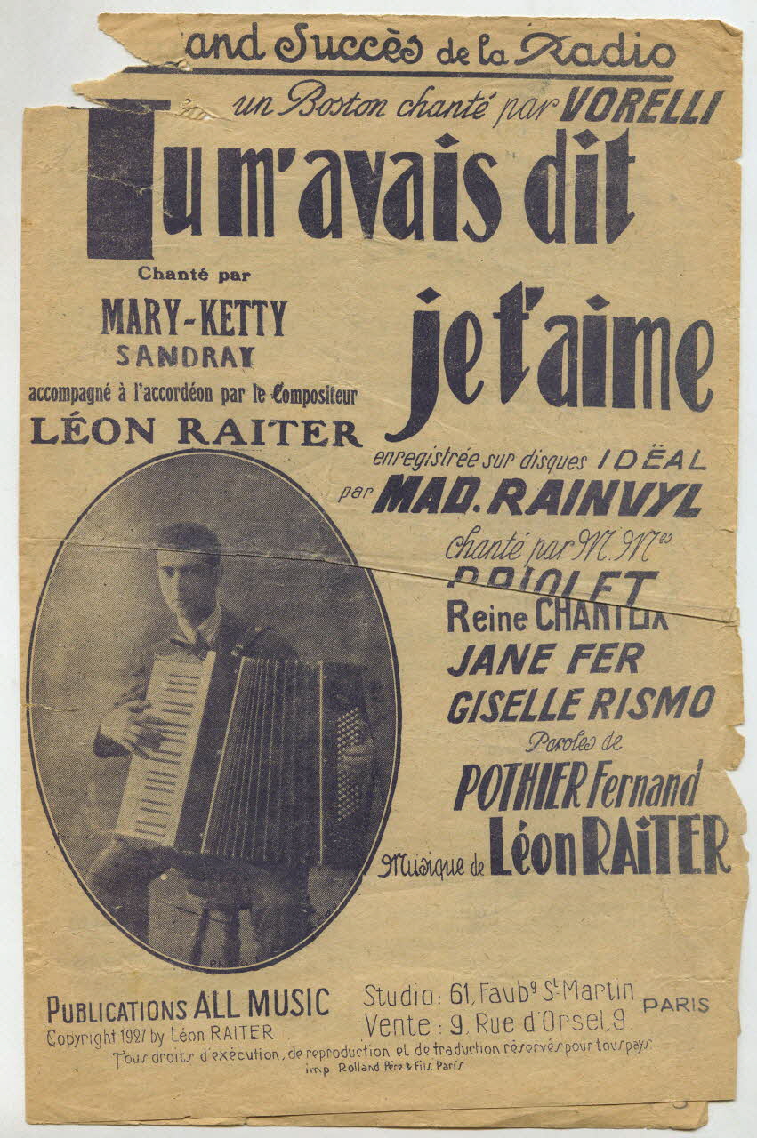chanson petit format 1967.179.123.1 Photo