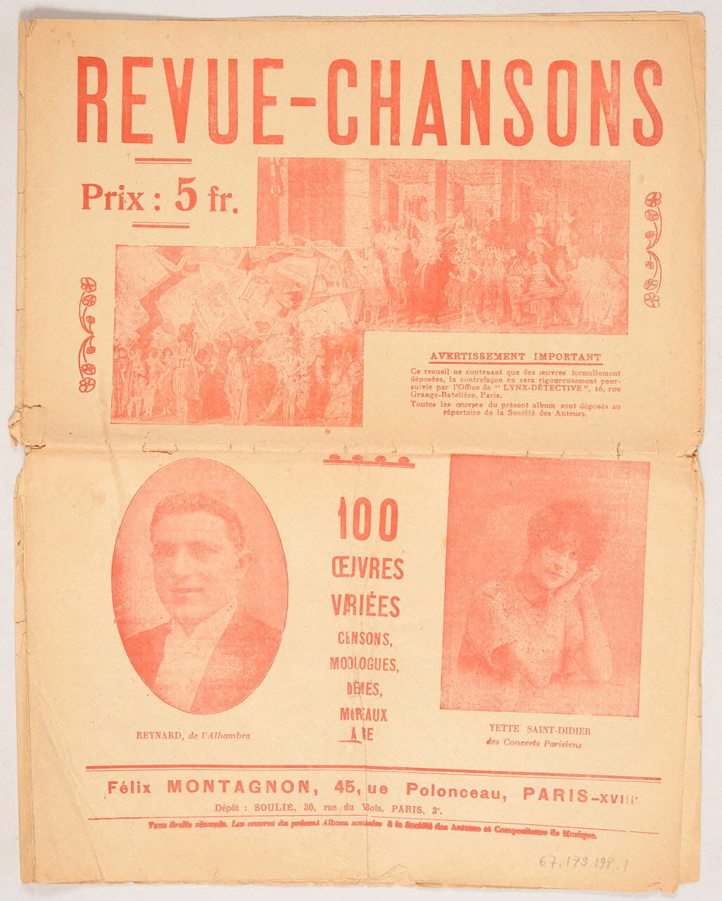Félix Montagnon chanson partition de musique 1943 1967.179.198.1 Photo