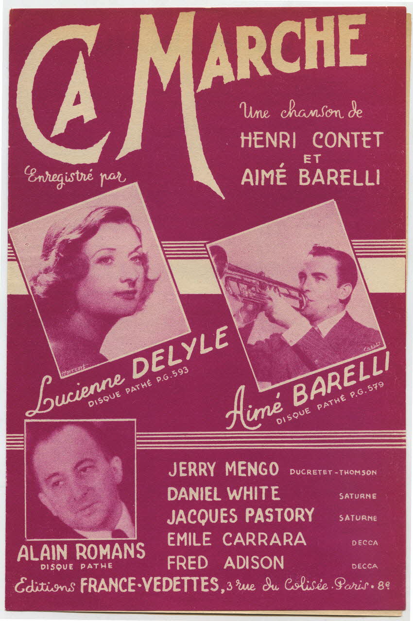 Aimé Barelli ; Henri Contet ; Lucienne Delyle ; Editions France-Vedettes; ; Dillard Et Cie chanson petit format Île-de-France, France 1952 1969.88.26 Photo