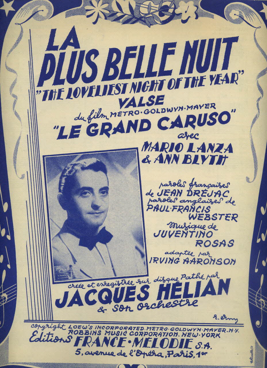 partition de musique La plus belle nuit 1969.88.1004 Photo