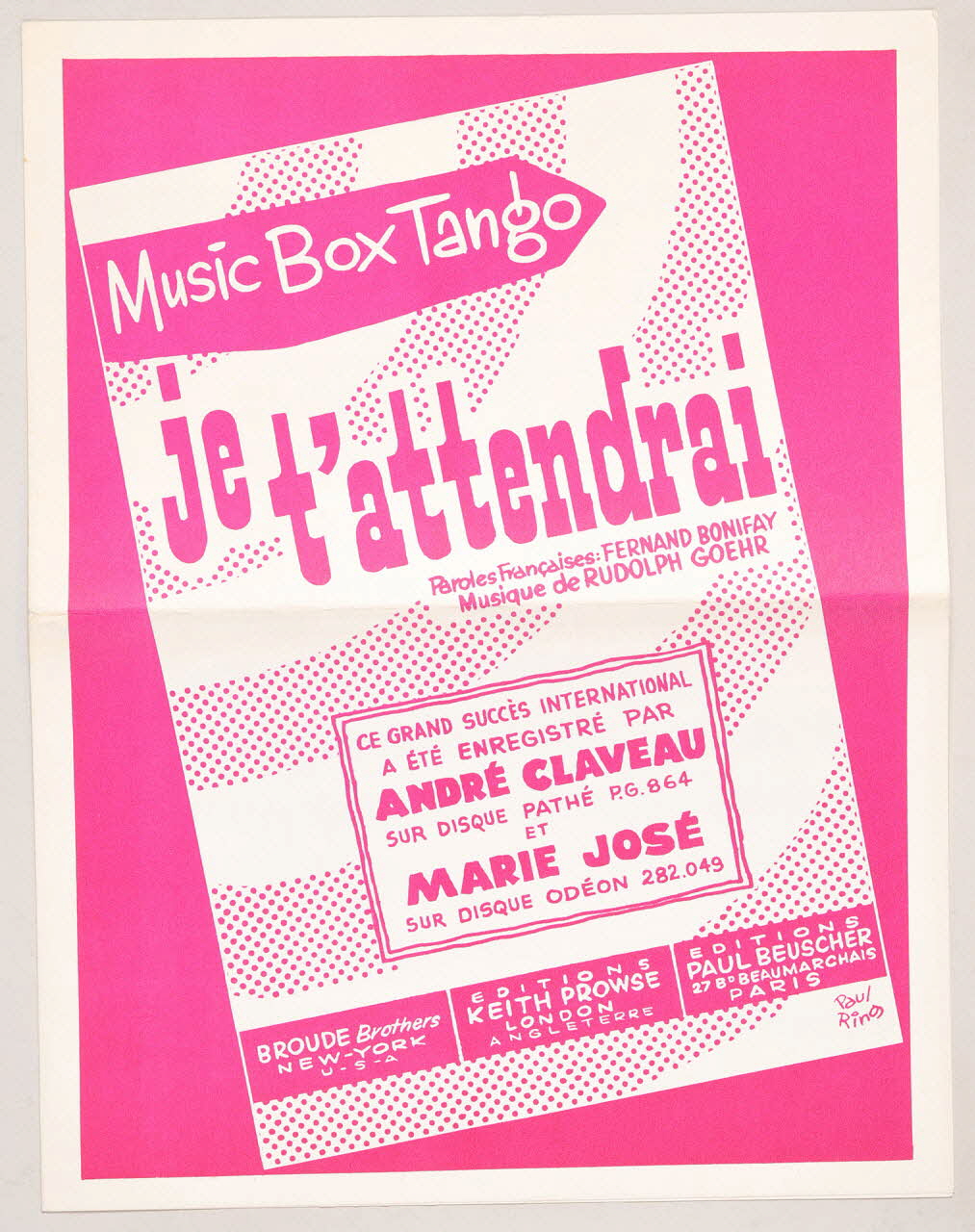 chanson partition de musique 1969.88.115 Photo