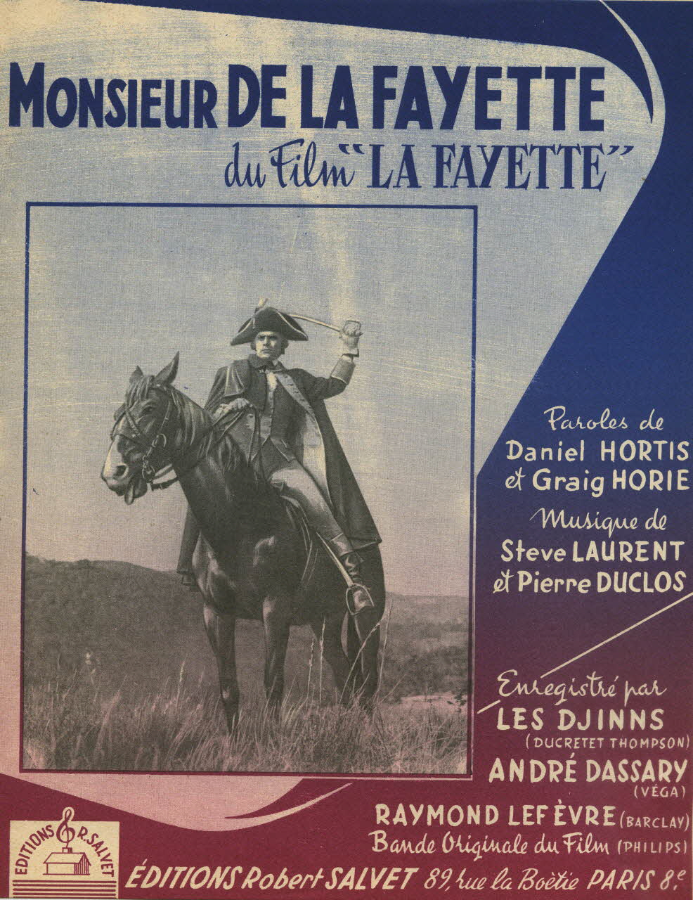 partition de musique Monsieur de La Fayette 1969.88.1413 Photo