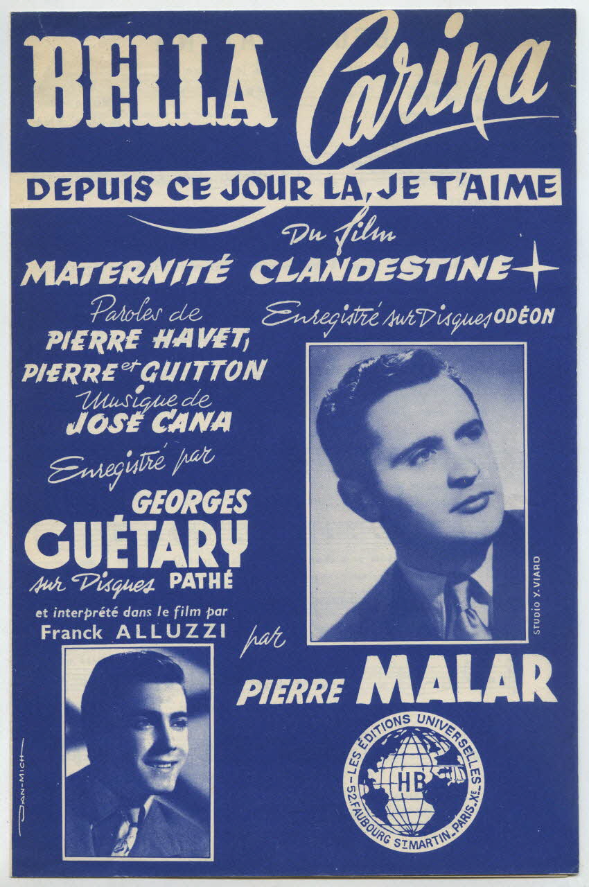 Pierre Guitton ; Pierre Havet ; José Cana ; Franck Alluzzi ; Universelles, Editions; chanson petit format 1953 1969.88.1441 Photo