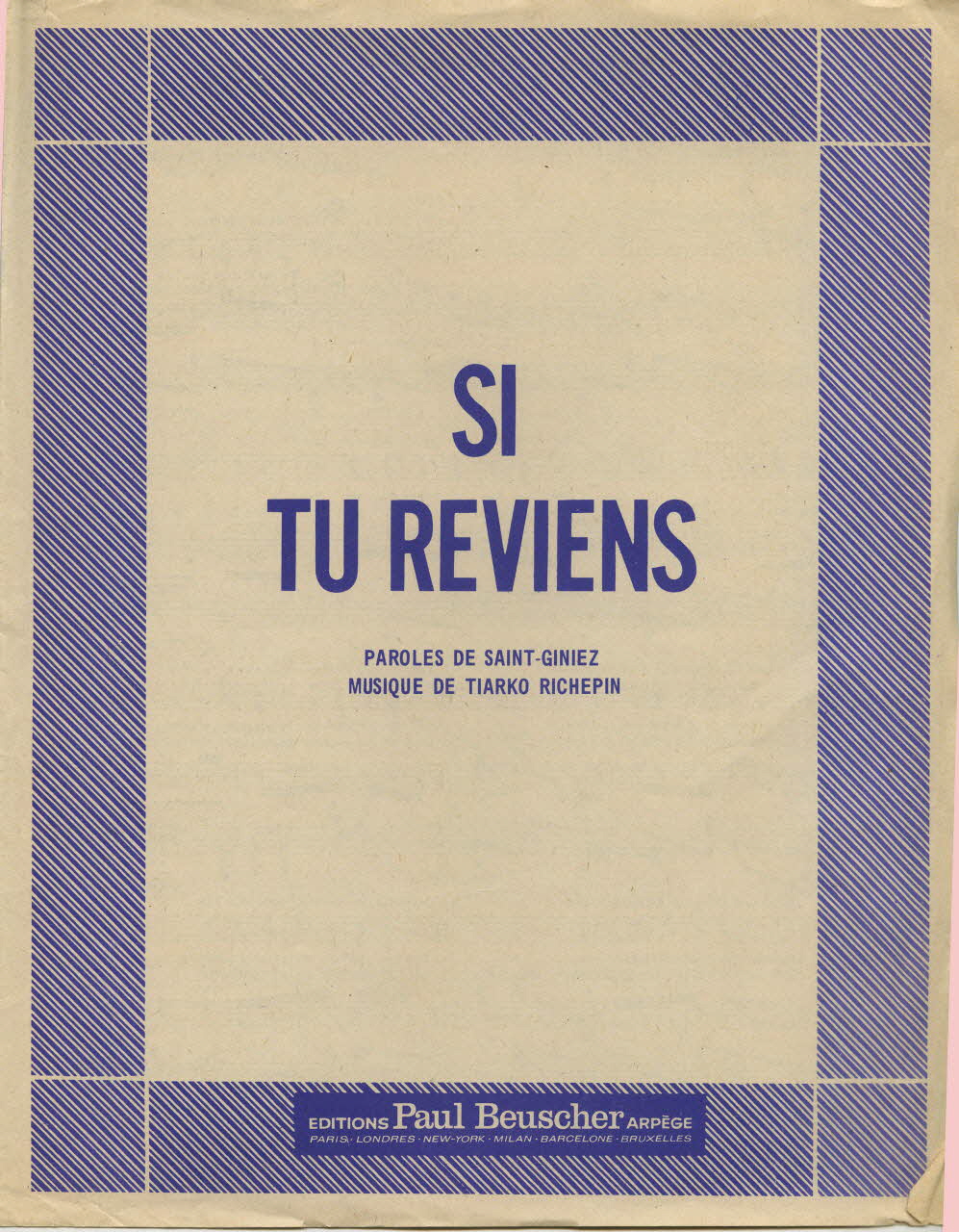 partition de musique Si tu reviens 1969.88.193 Photo