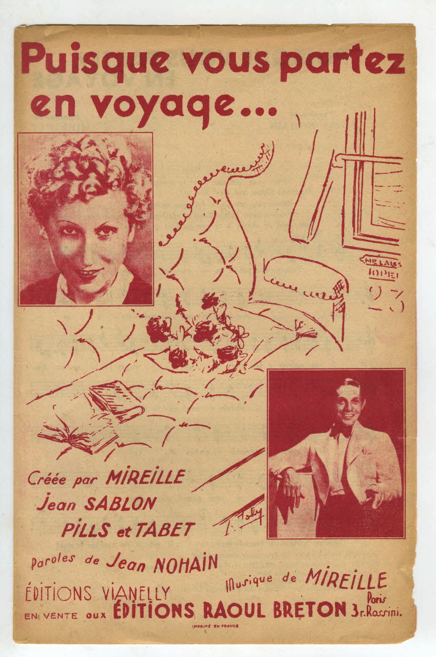 Mireille ; Jean Nohain ; Jean Sablon ; Jacques Pills ; Tabet ; Laroche, (S.A.); ; Vianelly; chanson petit format Île-de-France, France 1936 1969.88.241 Photo