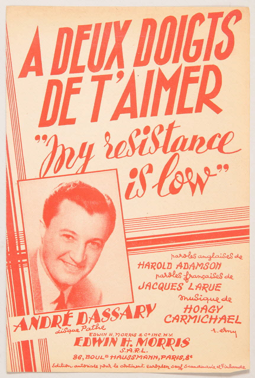 Jacques Larue ; Harold Adamson ; Hoagy Garmichael ; André Dassary ; Morris; chanson petit format 1951 1969.88.258 Photo