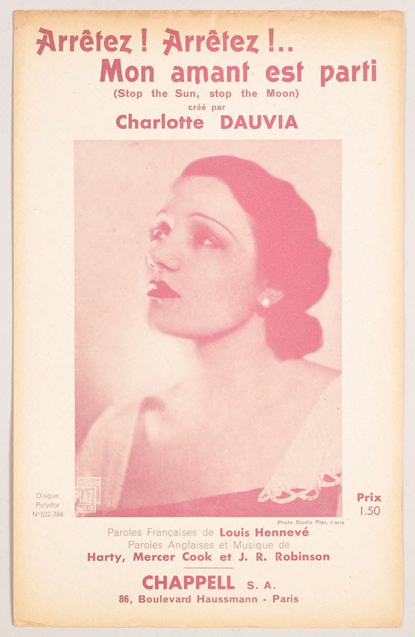 Harty ; Louis Hennevé ; Mercer Cook ; J. Russel Robinson ; Charlotte Dauvia ; Chappell S.A.; chanson petit format 1932 1969.88.293 Photo