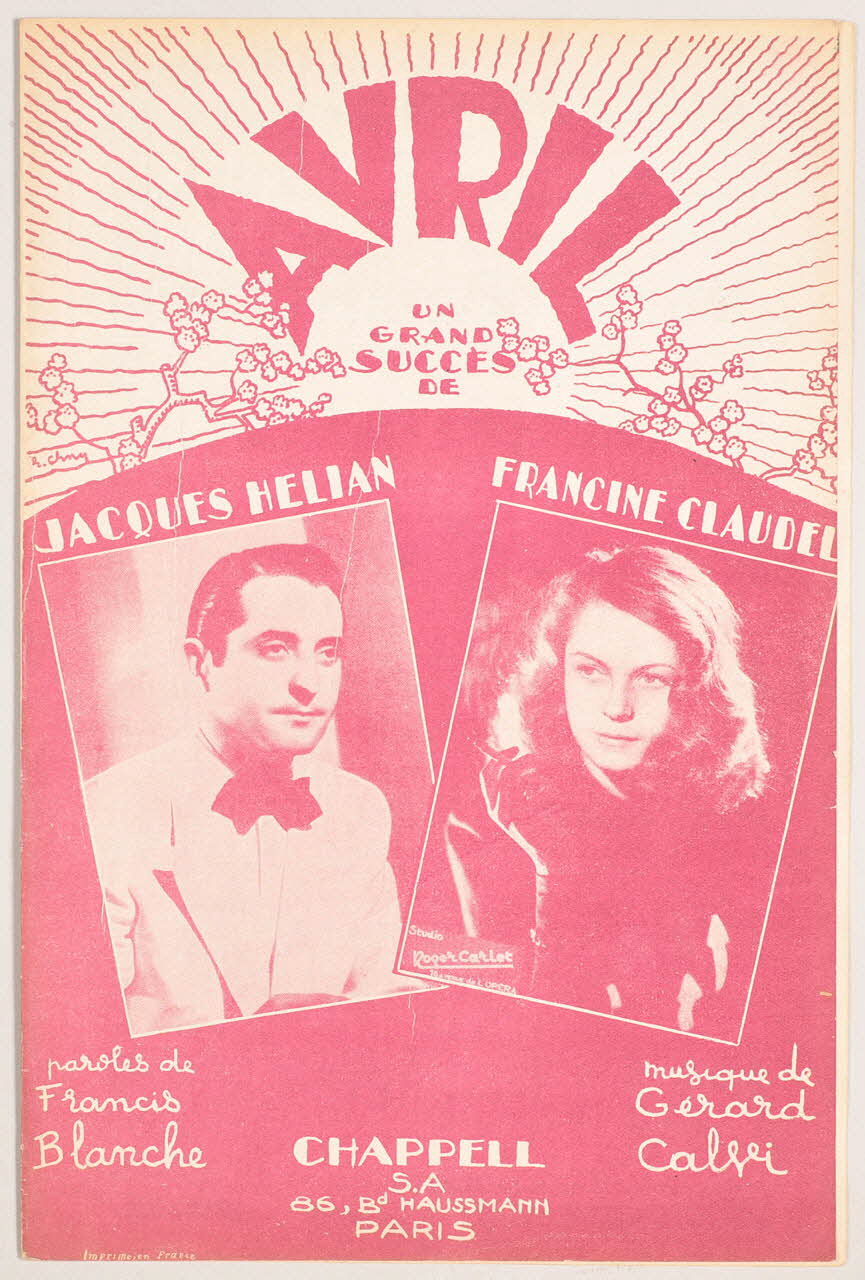 Gérard Calvi ; Francis Blanche ; Jacques Hélian ; Francine Claudel ; Chappell S.A.; chanson petit format 1942 1969.88.309 Photo