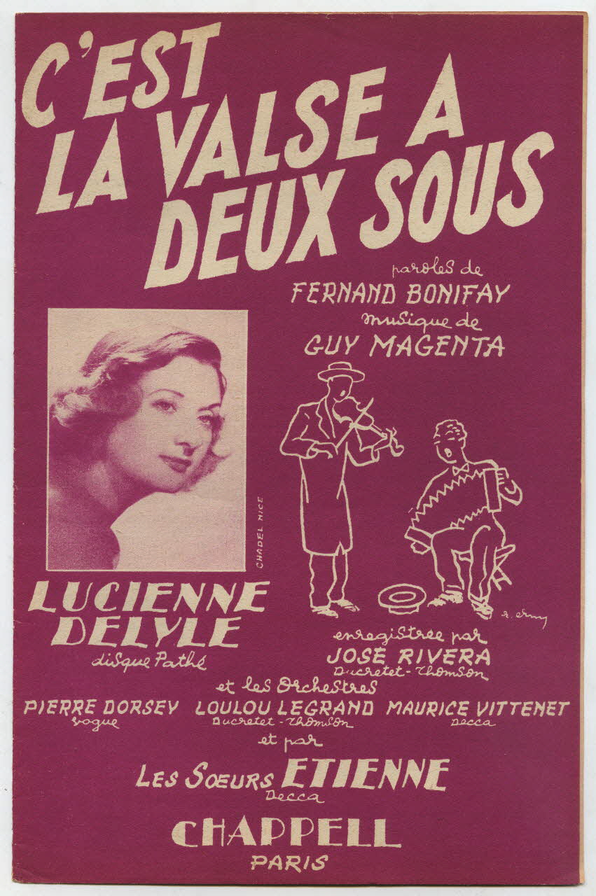 Guy Magenta ; Fernand Bonifay ; Lucienne Delyle ; Chappell S.A.; ; Dillard Et Cie chanson petit format Île-de-France, France 1952 1969.88.362 Photo
