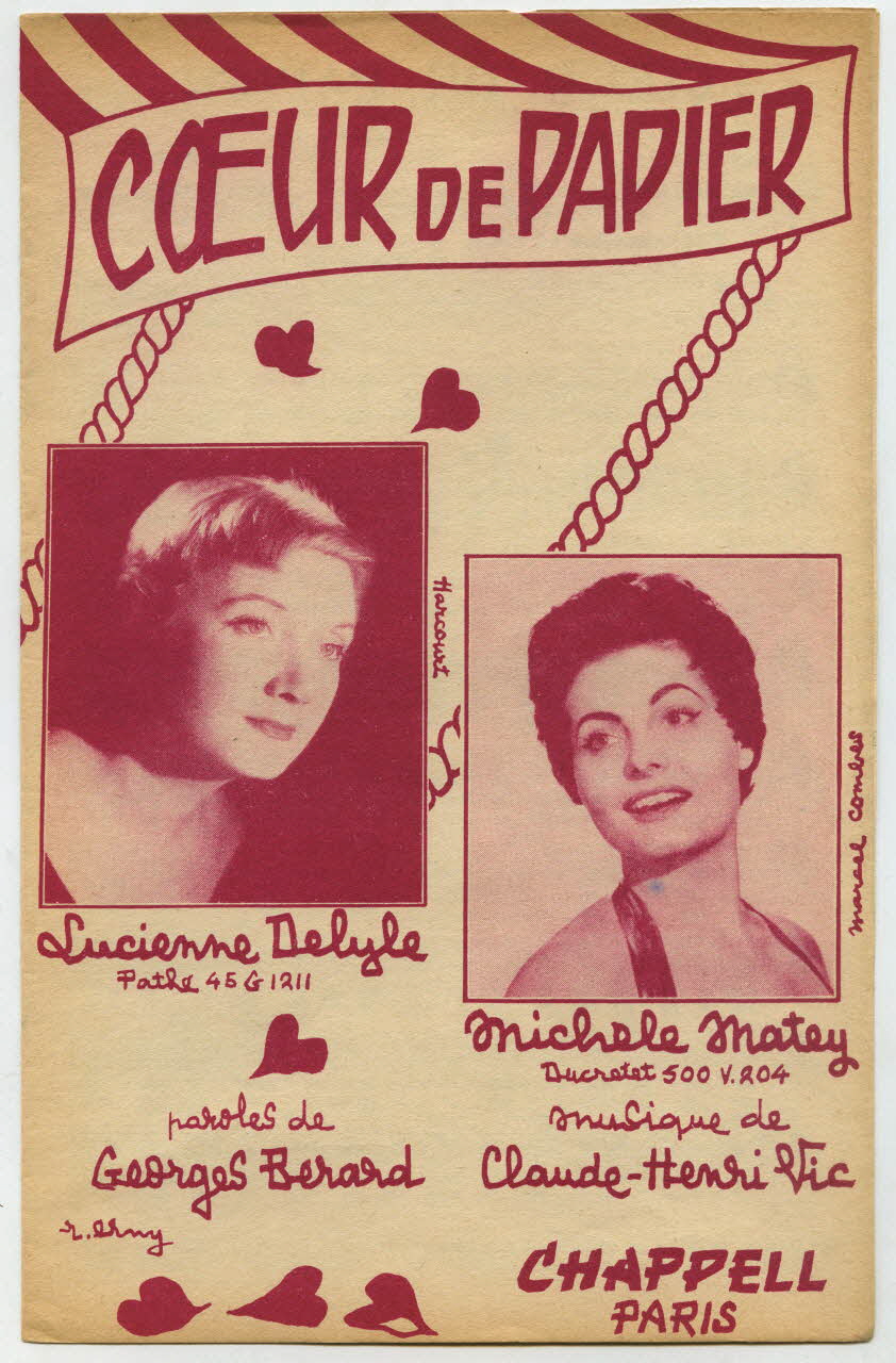 Claude-Henri Vic ; Georges Bérard ; Lucienne Delyle ; Michèle Matey ; Chappell; chanson petit format Île-de-France, France 1956 1969.88.396 Photo