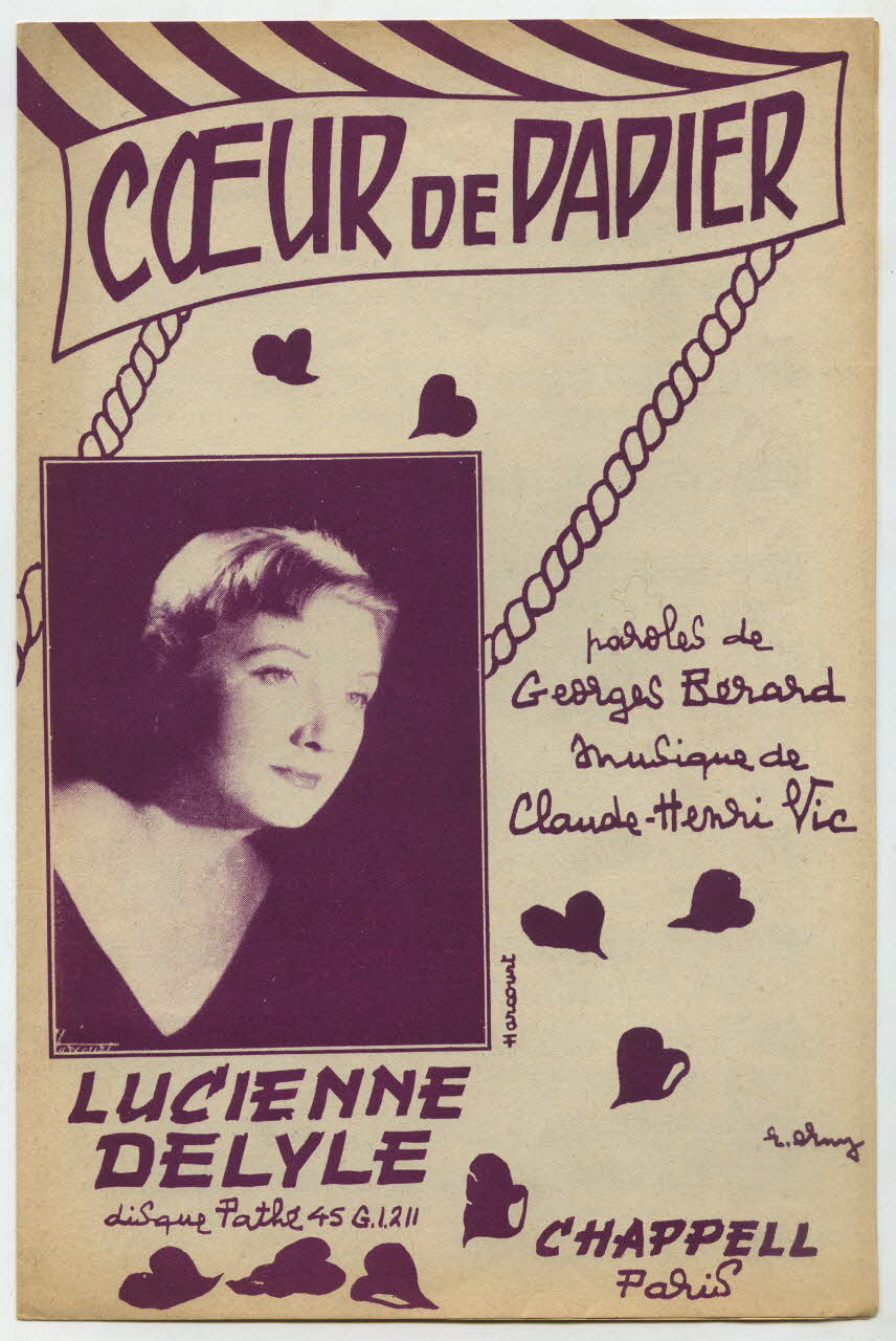 Claude-Henri Vic ; Georges Bérard ; Lucienne Delyle ; Chappell S.A.; ; Dillard Et Cie chanson petit format Île-de-France, France 1956 1969.88.397 Photo