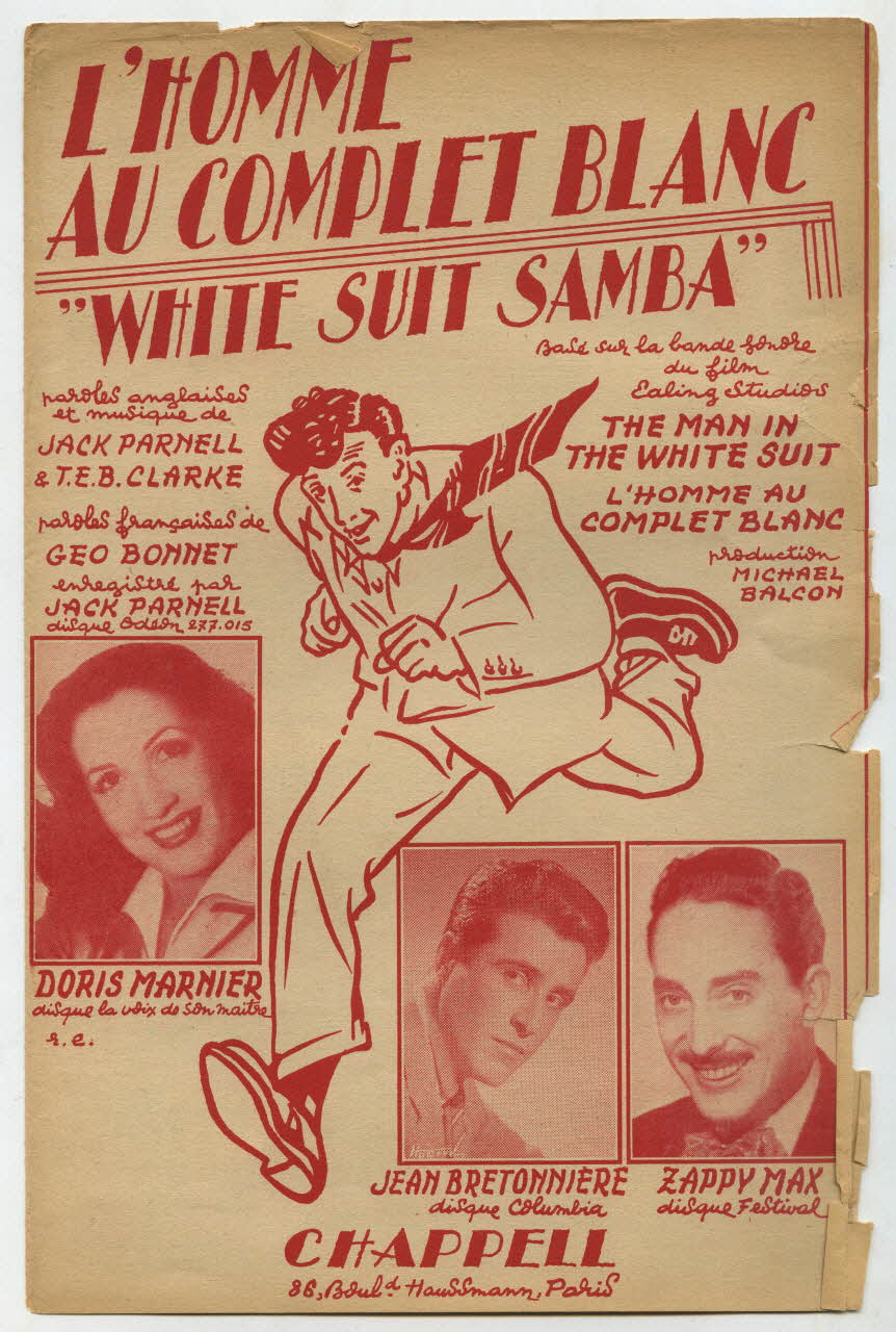 Jack Parnell ; Géo Bonnet ; T.E.B Clarke ; Doris Marnier ; Jean Bretonnière ; Zappy Max ; Dillard Et Cie ; R Erny ; Chappell; chanson petit format Île-de-France, France 1951 1969.88.465 Photo