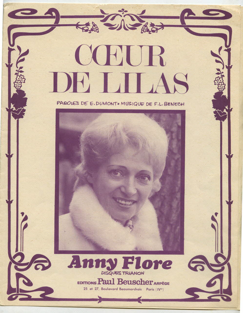 Ferdinand Louis Bénech ; Ernest Dumont ; Anny Flore ; Paul Beuscher ; Dillard Et Cie chanson petit format Île-de-France, France 1968 1969.88.56 Photo