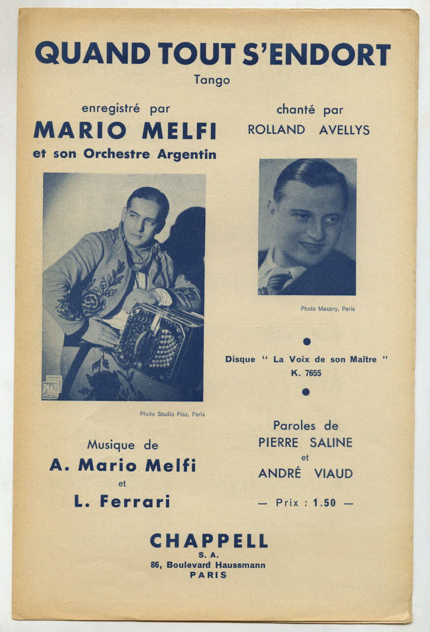 chanson petit format 1969.88.638 Photo