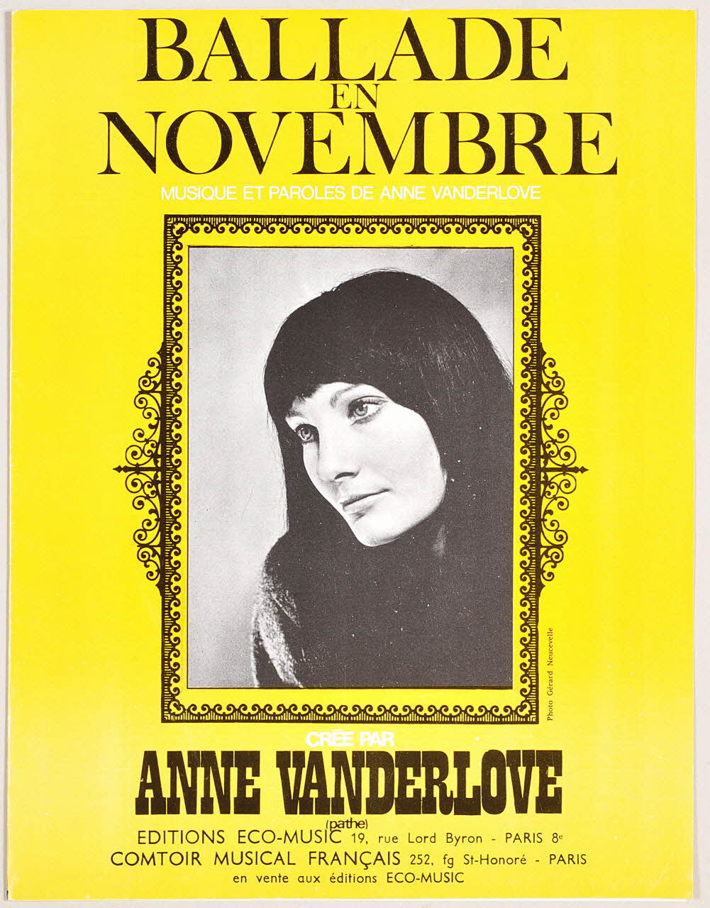 partition de musique Ballade en novembre 1969.88.735 Photo