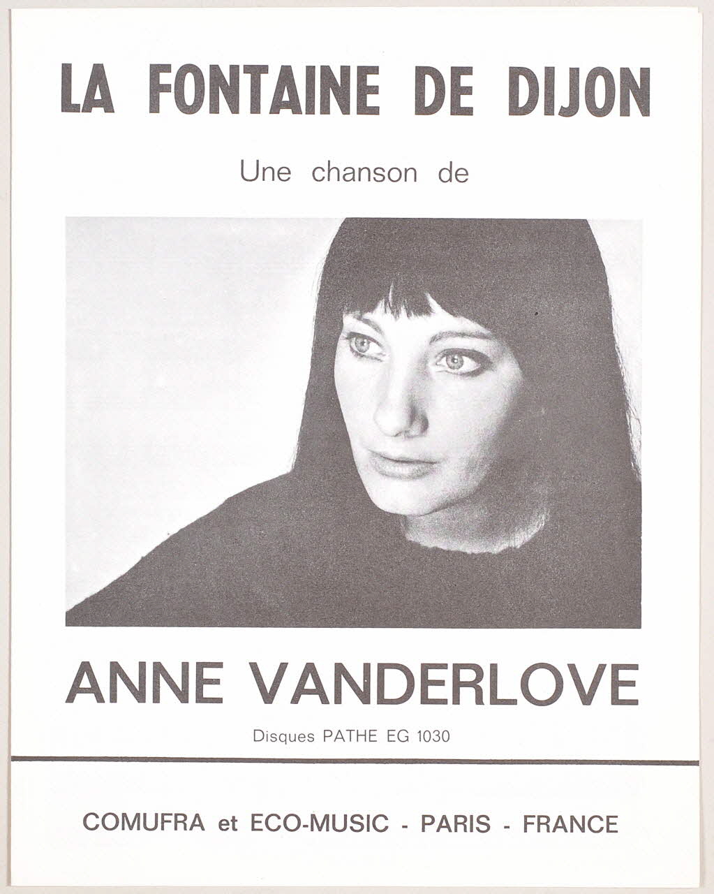 partition de musique La fontaine de Dijon 1969.88.738 Photo