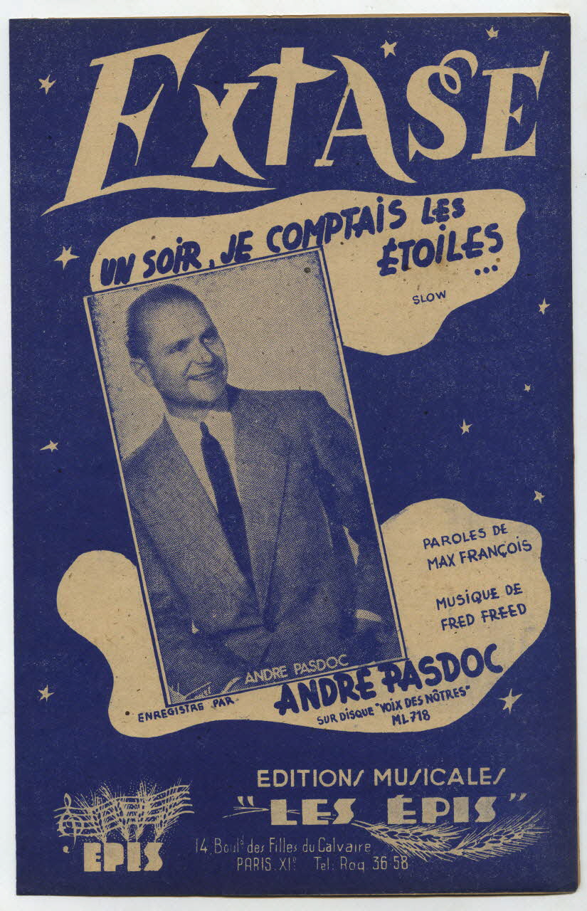 Fred Freed ; Max François ; André Pasdoc ; La Clé De Sol; ; Les Epis; chanson petit format Île-de-France, France 1947 1969.88.895 Photo