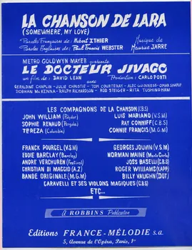 partition de musique La chanson de Lara 1969.88.989 Photo