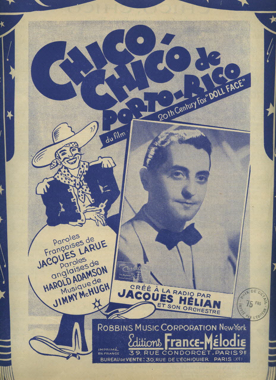 partition de musique Chico-Chico de Porto-Rico 1969.88.990 Photo