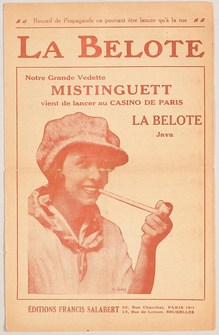 Lilian Ray ; Maurice Yvain ; Henri Varna ; Fernand Rouvray ; Jean Cis ; Zepp ; Pierre Chagnon ; Raoul Moretti ; Fred Pearly ; René Darlay ; Charles-Alexis Carpentier ; Albert Willemetz ; Eddy Deyrmon ; Francis F. Salabert ; Ph Apers chanson petit format 1924 1971.33.160.1-5 Photo