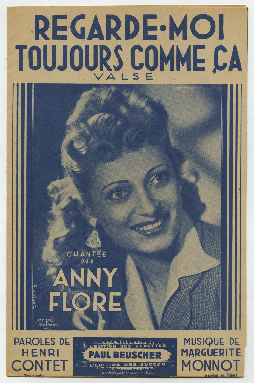 Marguerite Monnot ; Henri Contet ; Anny Flore ; La Lyre; ; Paul Beuscher chanson petit format Île-de-France, France 1945 1971.33.269 Photo