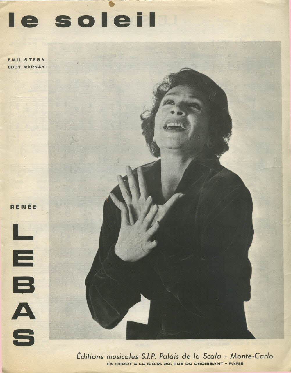 Emil Stern ; Eddy Marnay ; Editions Musicales partition de musique Le soleil 1958 1971.33.275 Photo