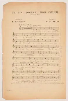 W.J. Paans ; Paul Briollet ; Harry Hill chanson petit format 1915 1971.33.367 Photo