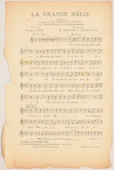 Henri Dickson ; Georges Isnel ; Casablanca ; Cécile D'aulnay ; Mansuelle ; H. Delormel chanson petit format 1910 1971.33.415 Photo