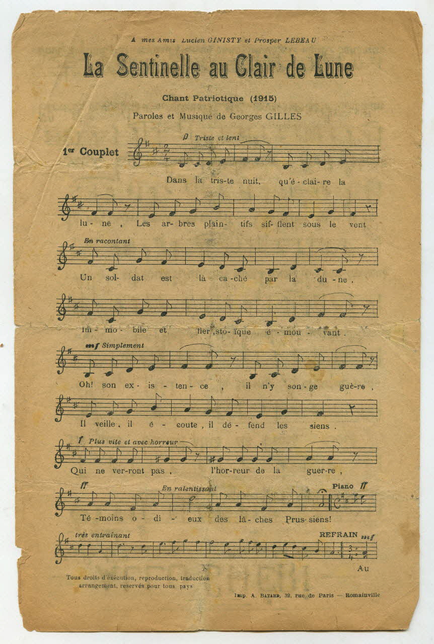 Lucien Boyer ; Georges Gilles ; Dave Stamper ; A Bayard chanson petit format 1915 1971.33.430 Photo