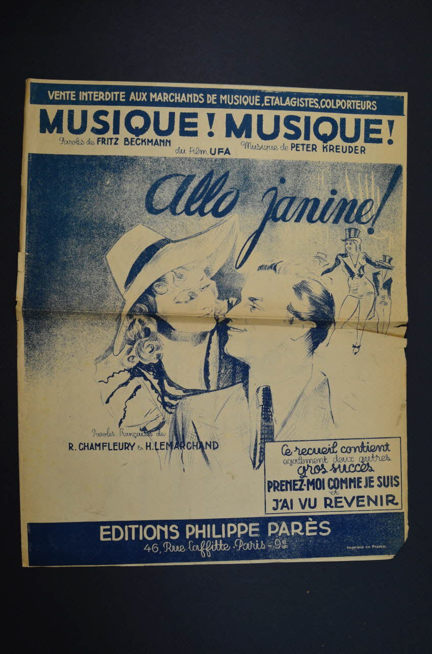 partition de musique Prenez-moi comme je suis 1967.179.171.1 Photo Mucem