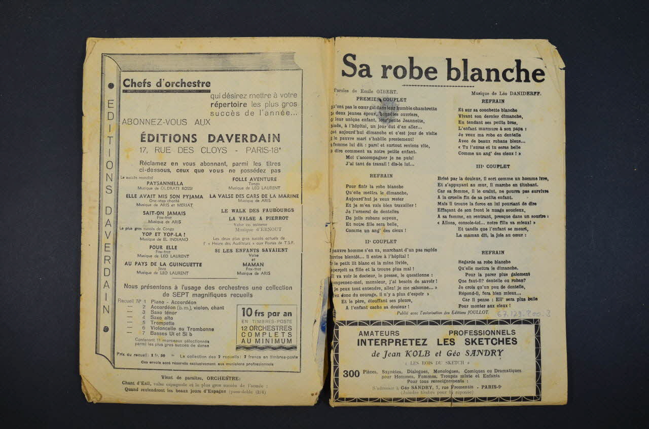 partition de musique Les chansons de l'heure des auditeurs 1967.179.200.1-4 Photo Mucem