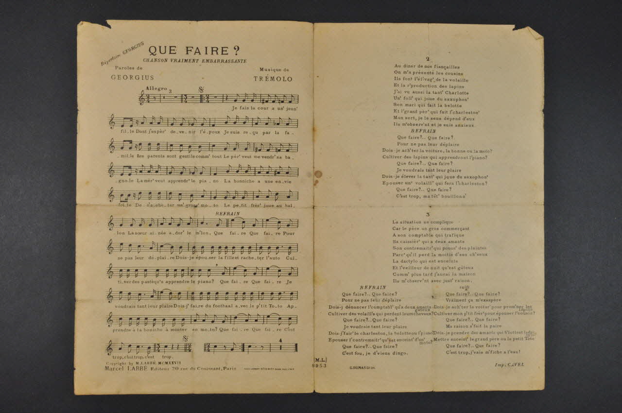 partition de musique petit format 1967.179.224 Photo Mucem